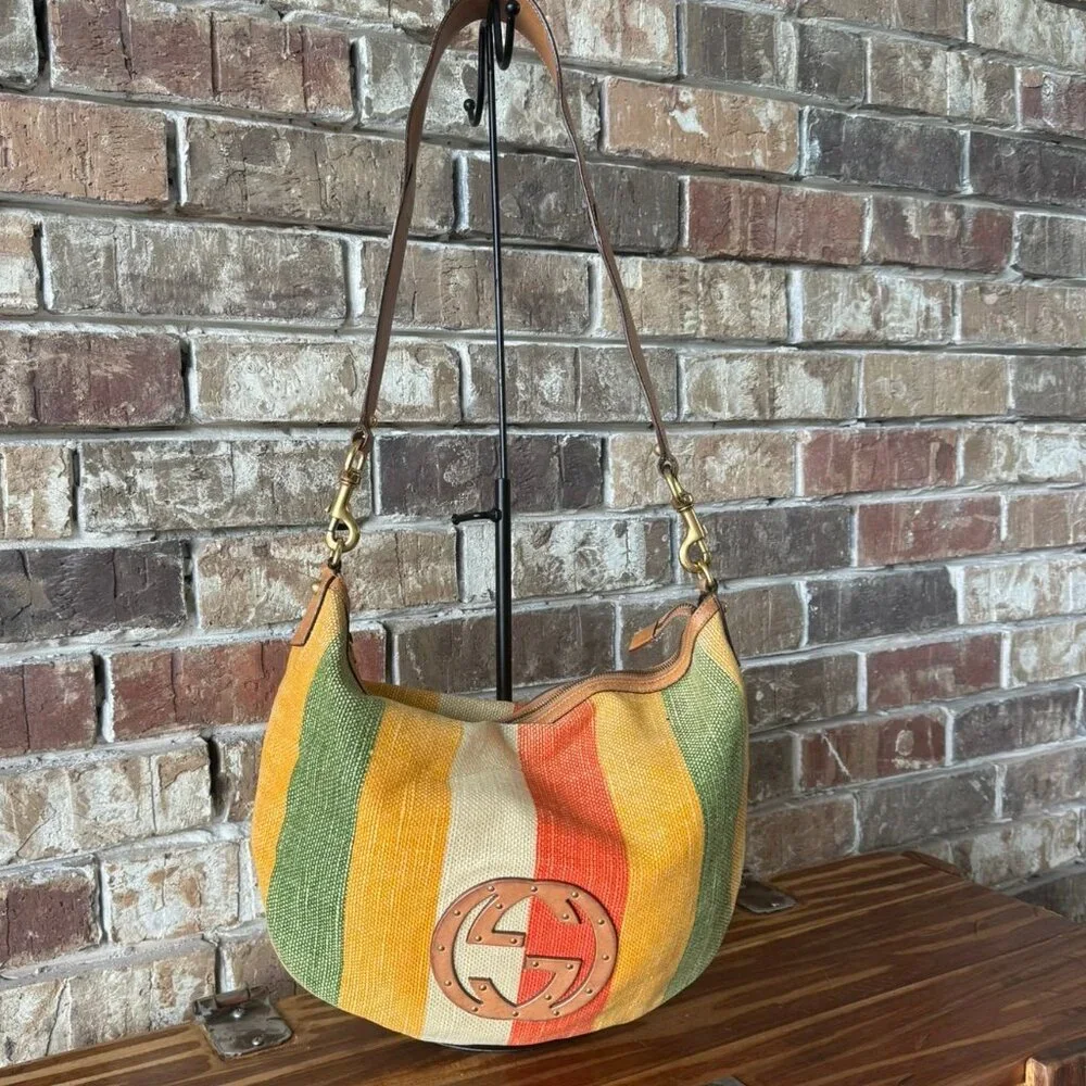 Gucci Rare Multicolor Striped Blondie Hobo Bag